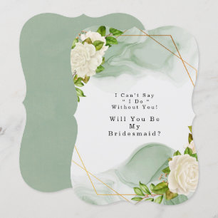 Green White Roses Will You Be My Bridesmaid Invitation