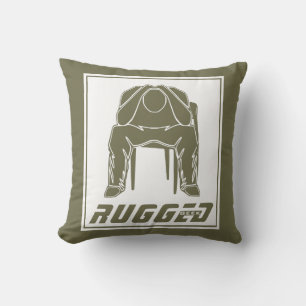 green white Rugged Man Holding Head Thinking Man Cushion