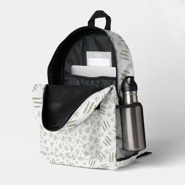 Green White Safari Print  Printed Backpack (Back Corner Right (Open))