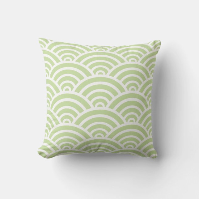 Green & White Scallop Cushion (Front)