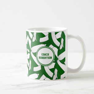 green white school colours volleyball coach gift coffee mug