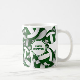 green white school colours volleyball coach gift coffee mug