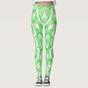 Green & white seamless "Ratti_Creative_Arts" Leggings