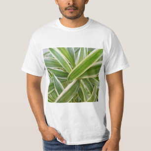 Green & White Shaded Floral Leaf Botanical Design T-Shirt