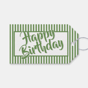 Green/White Simple Stripes Pattern All Occasions Gift Tags