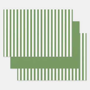 Green/White Simple Stripes Pattern Geometric Wrapping Paper Sheet