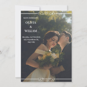 Green White Simple Wedding Invitation