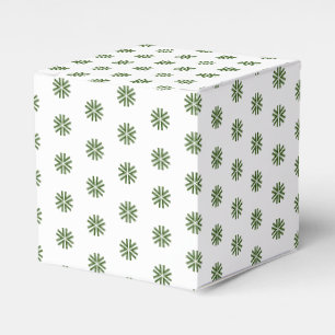 Green white snow star snowflakes pattern gift favour box