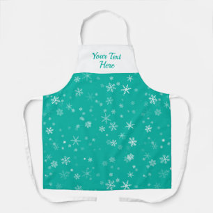Green White Snowflake Pattern Christmas  Apron