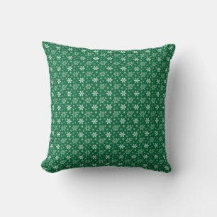 Green White Snowflakes Holidays Christmas  Cushion