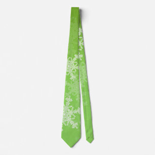 Green White Snowflakes Minimalist Christmas Tie
