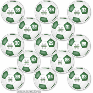 green white soccer 13 individually personalised