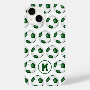 green white soccer balls pattern monogrammed Case-Mate iPhone 14 case