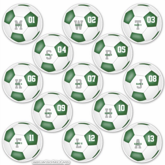 green white soccer end of season party set of 13 (Front)