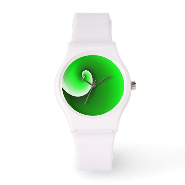 Green White Spiral Gradient Watch (Front)