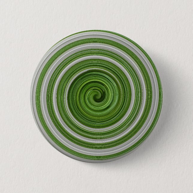 Green-white spiralpattern 6 cm round badge (Front)