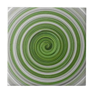 Green-white spiralpattern ceramic tile