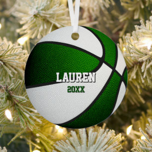 green white sports keepsake gifts basketball metal tree decoration