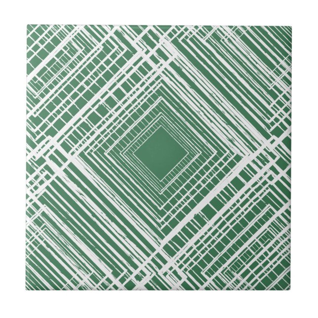 green white square geometric pattern ceramic tile (Front)