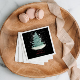  Green White Star Christmas Tree  Napkin