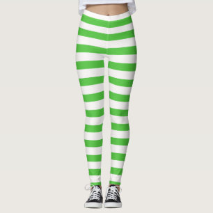 Green & White Strawberry Costume Halloween Stripe Leggings