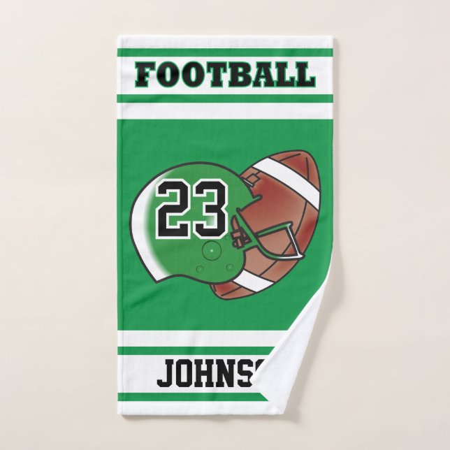 Green & White Stripe Football Jersey Hand Towel (Hand Towel)
