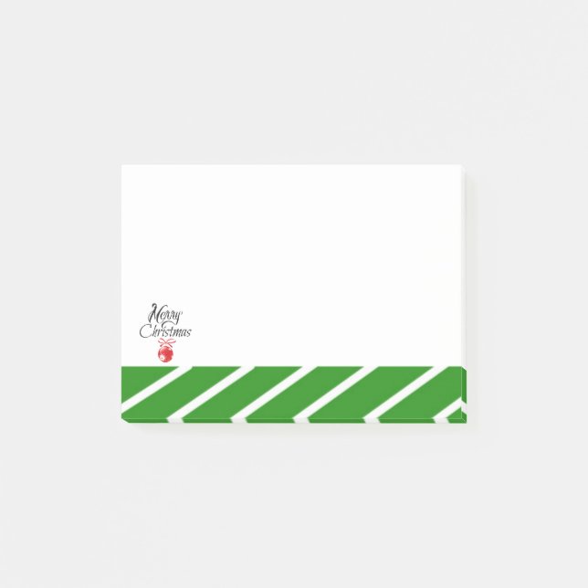 Green White Stripe Merry Christmas Post-it Notes (Front)