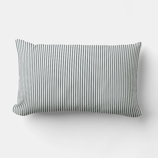 Green/white Striped Elegant pillow. Lumbar Cushion (Front)