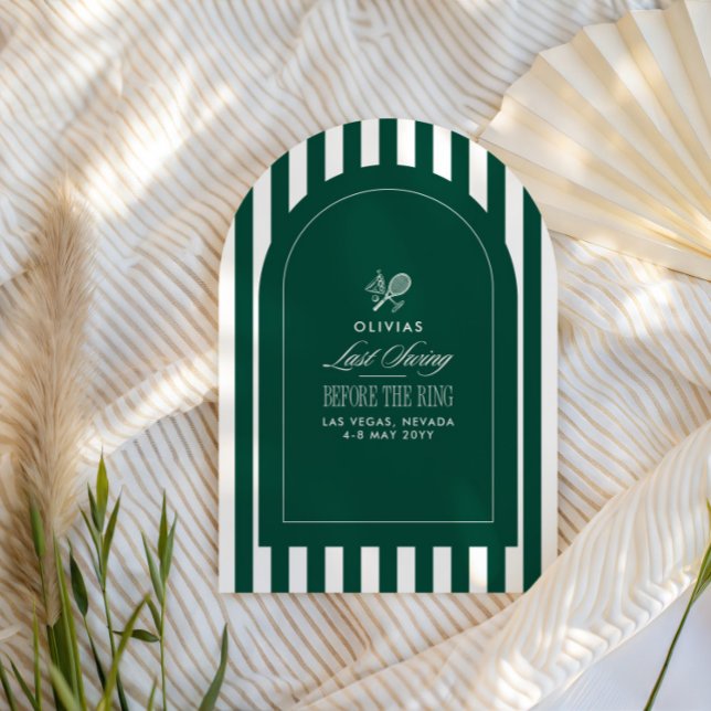 Green & White Striped Last Swing Before the Ring Invitation (Creator Uploaded)