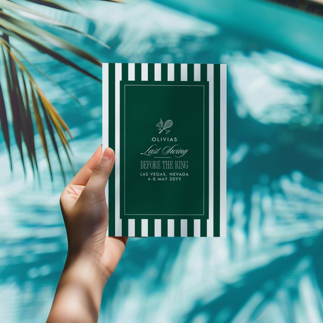 Green & White Striped Last Swing Before the Ring Invitation (Creator Uploaded)