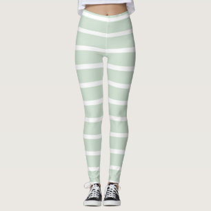 Green & White Striped Leggings