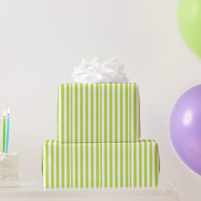 Green white striped party pattern wrapping paper (Party Gifts)