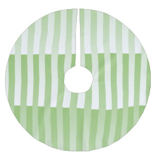 Green White Striped Pattern Brushed Polyester Tree Skirt