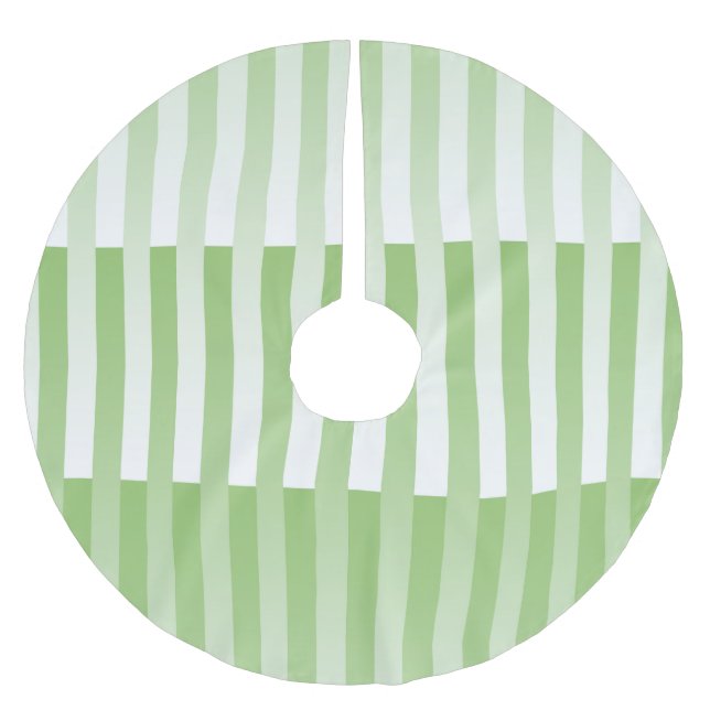Green White Striped Pattern Brushed Polyester Tree Skirt (Front)