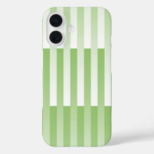 Green White Striped Pattern iPhone 16 Case