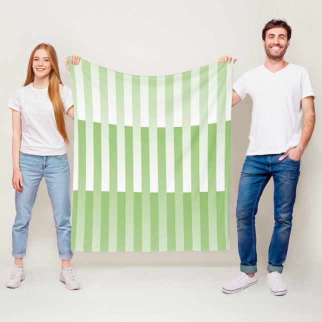 Green White Striped Pattern  Fleece Blanket (In Situ)