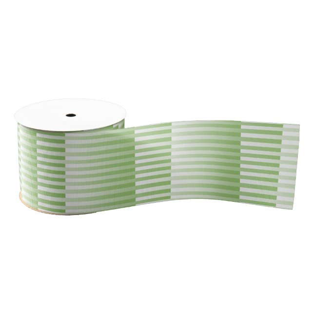 Green White Striped Pattern  Grosgrain Ribbon (Spool)