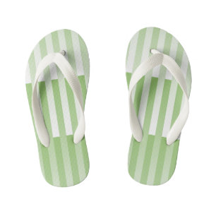 Green White Striped Pattern  Kid's Thongs
