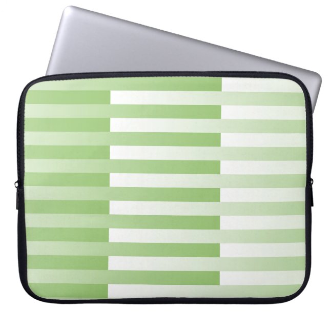 Green White Striped Pattern  Laptop Sleeve (Front)