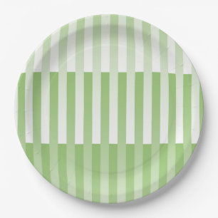 Green White Striped Pattern  Paper Plate