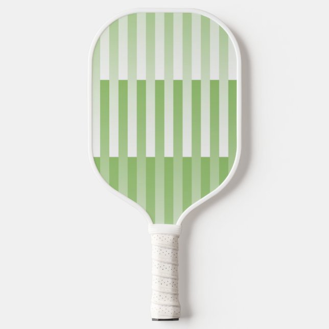 Green White Striped Pattern  Pickleball Paddle (Front)