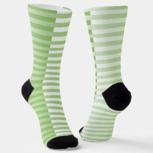 Green White Striped Pattern Socks