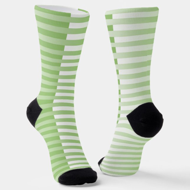 Green White Striped Pattern Socks (Angled)