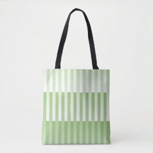 Green White Striped Pattern Tote Bag