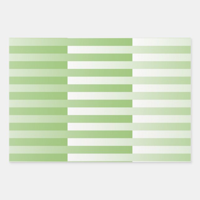 Green White Striped Pattern  Wrapping Paper Sheet (Front)