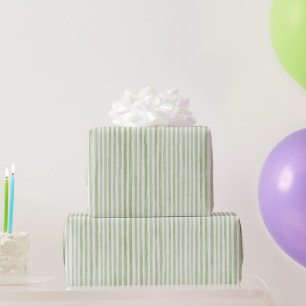Green White Stripes Birthday Wrapping Paper