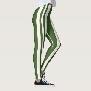 Green White Stripes Leggings