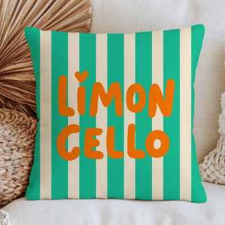 Green& White Stripes LimonCello Modern Summer Cushion