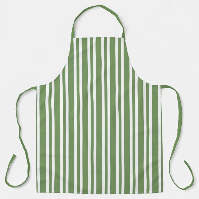 Green White Stripes Pattern Apron (Front)