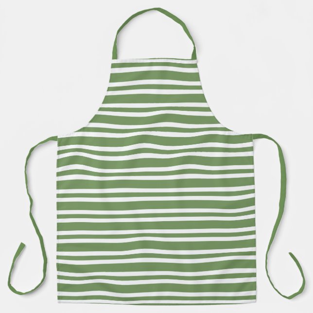 Green White Stripes Pattern Apron (Front)